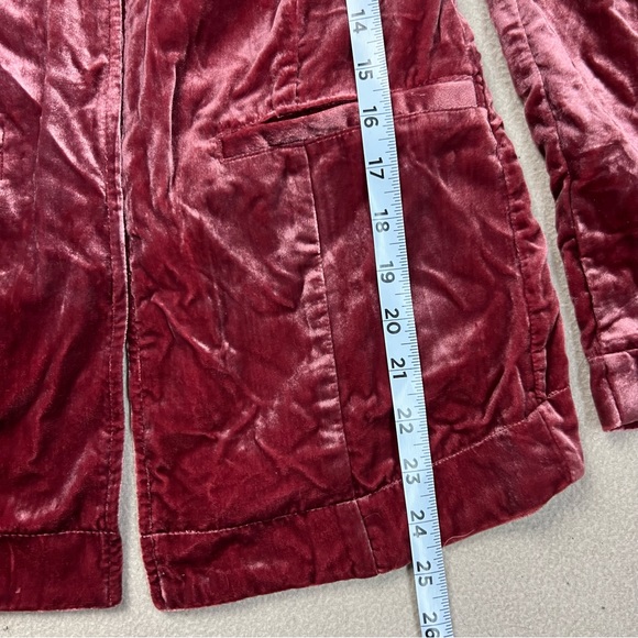 By Anthropologie Blazer Womens XXS Raspberry Velvet Tulip-Back Open Front NWT - Picture 3 of 9